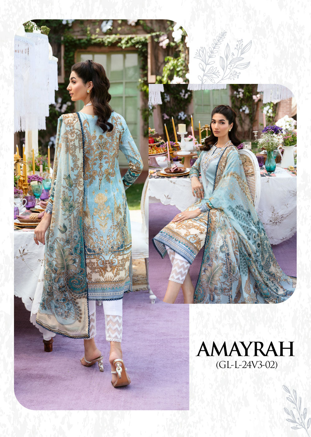 GLL-24V-02 - AMAYRAH - Unstitched - The Summer Glow Lawn Collection 2024 - Memsaab Online