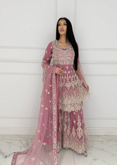 RH2107 Trish - Pink Fancy Peplum Outfit - Memsaab Online