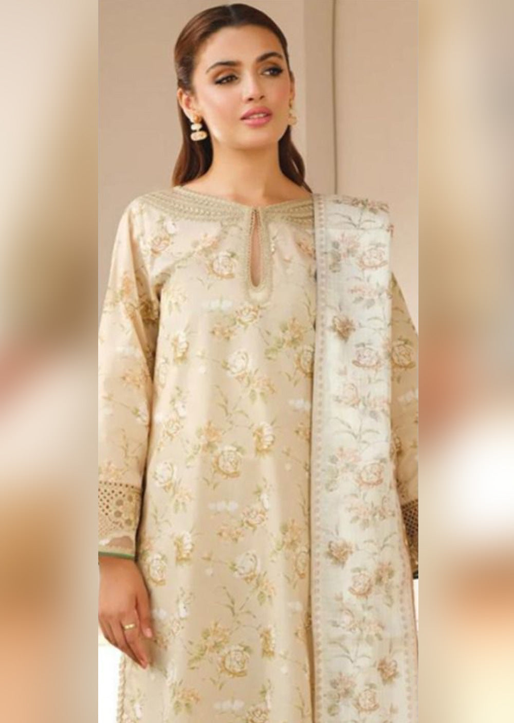 BTYR-03 - Offwhite - Unstitched - Baroque Inspired Dhanak Suit 2025 - Memsaab Online