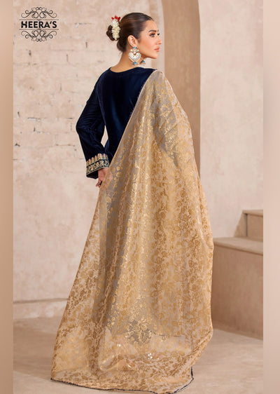 HSS-157 - Readymade Heeras Sapphire Velvet Suit - Memsaab Online