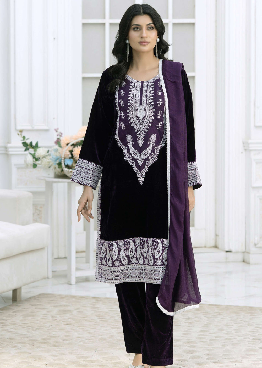 RGZ7110 Readymade - Luxury winter Velvet Suit 2025 - Memsaab Online