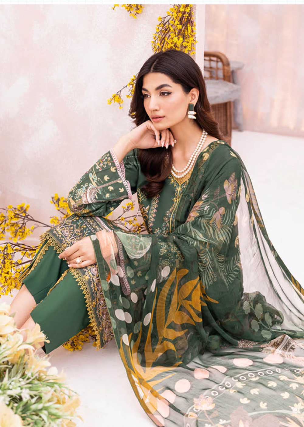 L-702-R - Readymade - Ramsha Mashaal Luxury Lawn Vol 07 2023 - Memsaab Online