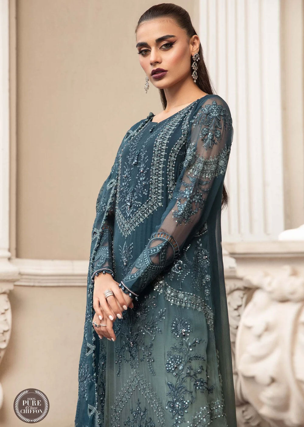 MPC-23-102 - Unstitched - Maria B Chiffon Collection 2023 - Memsaab Online