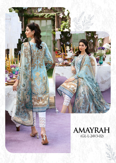 GLL-24V-02-R - AMAYRAH - Readymade - The Summer Glow Lawn Collection 2024 - Memsaab Online