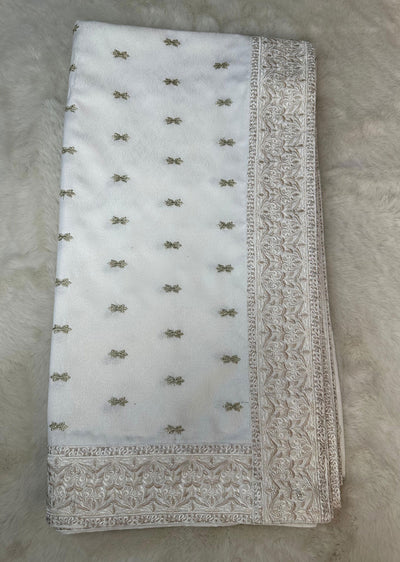 STY1001 Groom White Brocade Shawl - Memsaab Online