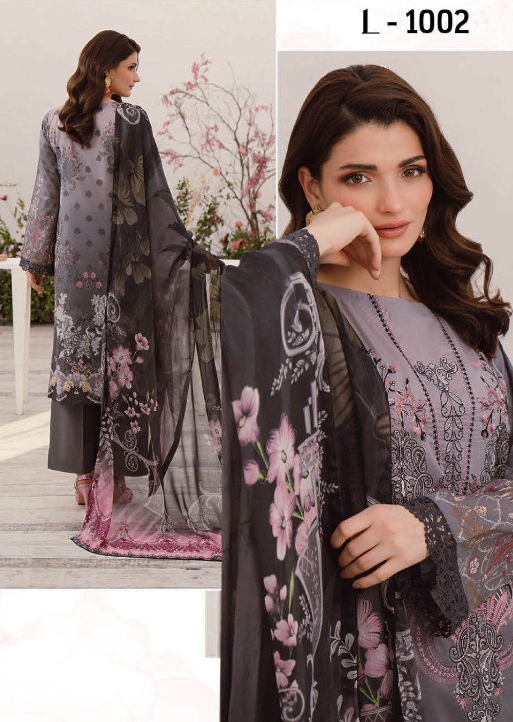 L-1002-R - Readymade - Ramsha Mashaal Luxury Lawn Vol - 10 2024 - Memsaab Online