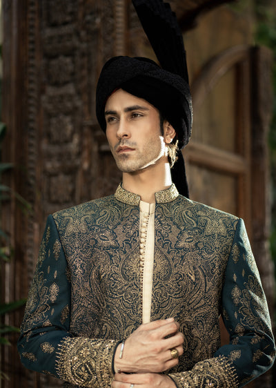GS-5156 Readymade Front Open Sherwani with Inner Suit 2025 - Memsaab Online