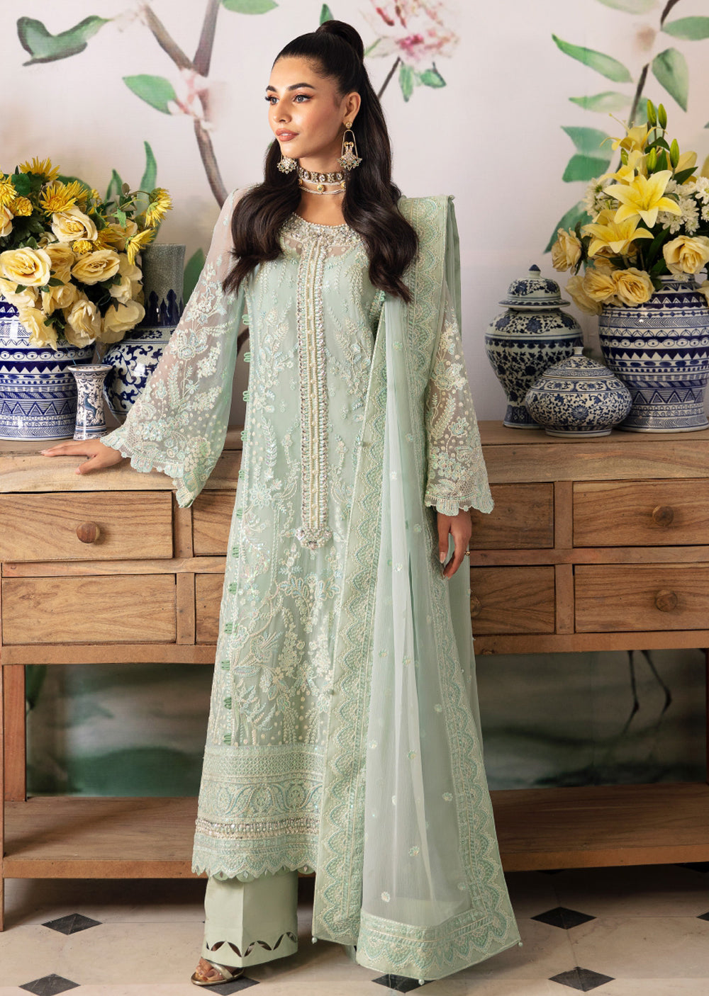 GLEC-02-R - Jade - Readymade - Gulaal Embroidered Chiffon Collection 2024 - Memsaab Online