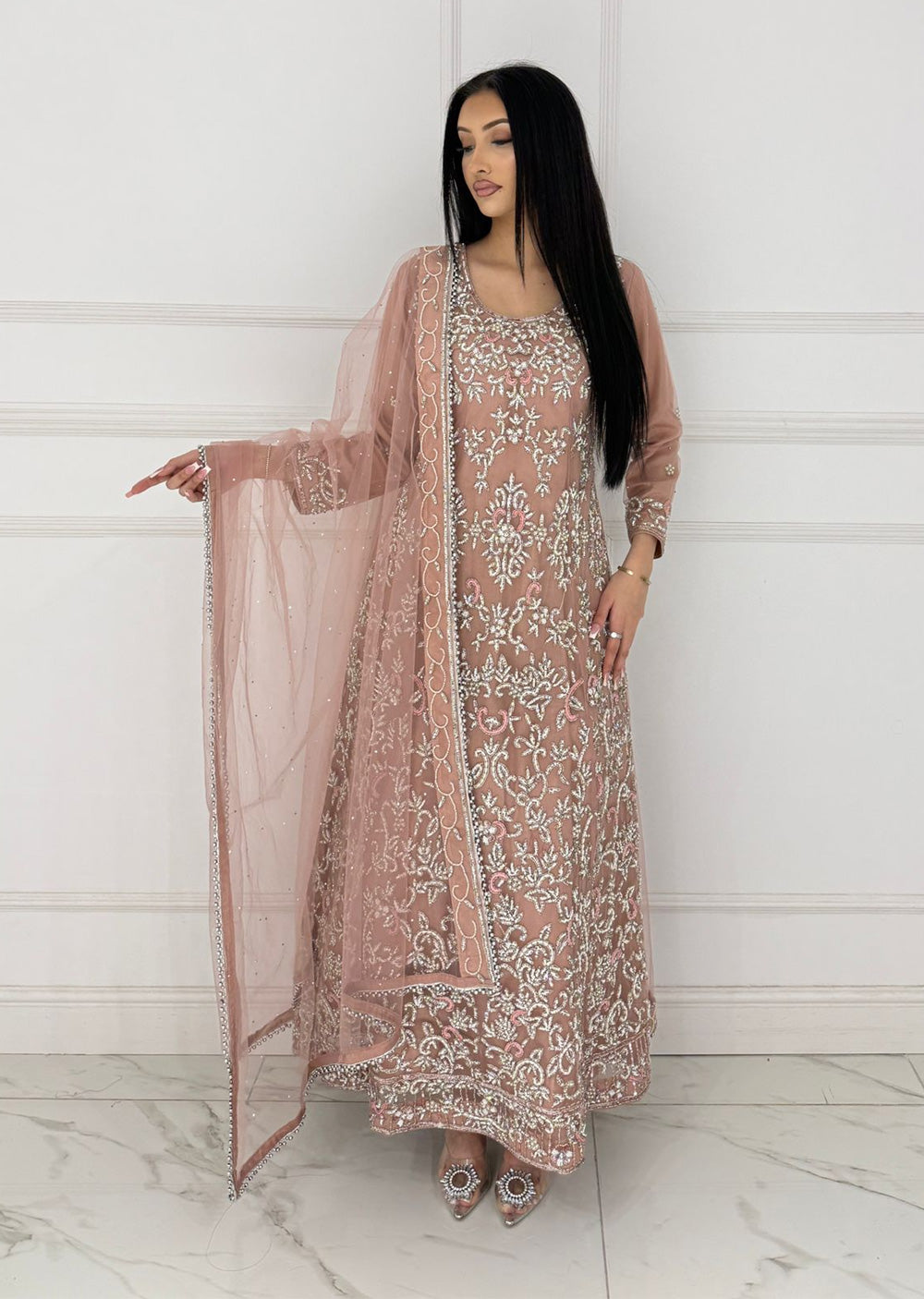 RH2106 Simran - Pink Fancy Long Gown - Memsaab Online