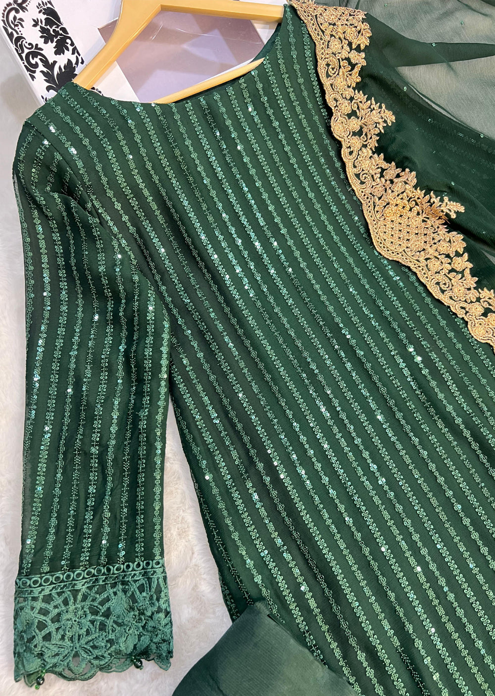 UMR901 Rixos - Green Memsaab Formal Chiffon Suit - Memsaab Online