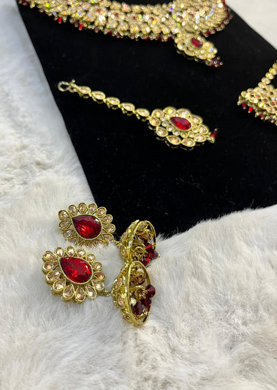 4639 Necklace Set Maroon - Memsaab Online