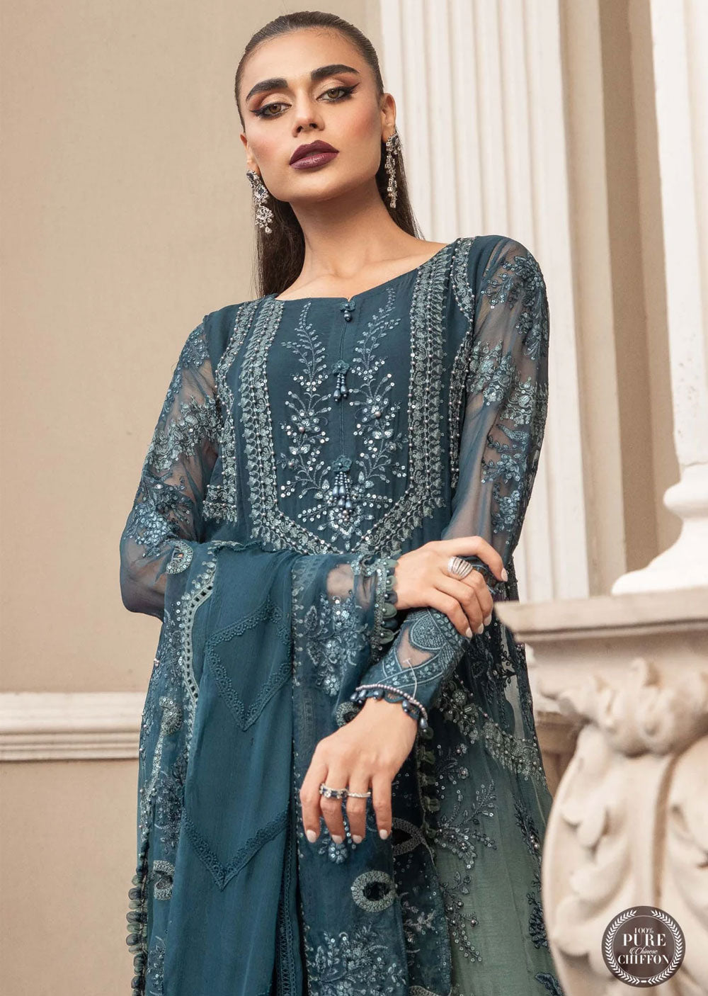 MPC-23-102 - Unstitched - Maria B Chiffon Collection 2023 - Memsaab Online