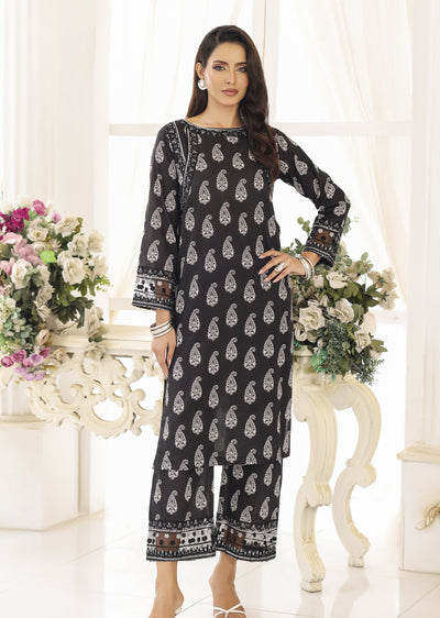 RBY-106 - RABIYA -Black Cotton 2 Piecce Co-ord Farshi - Memsaab Online