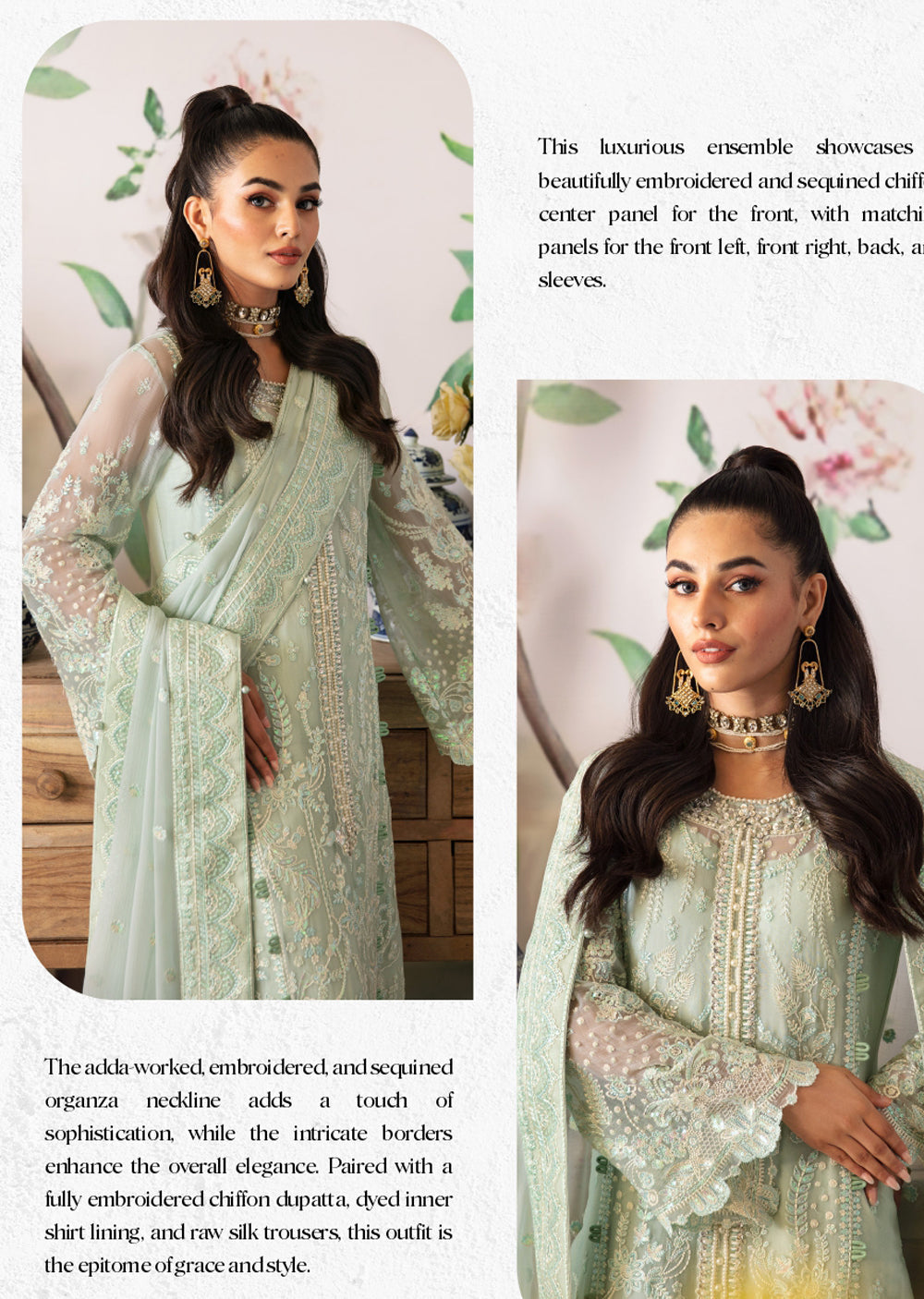 GLEC-02-R - Jade - Readymade - Gulaal Embroidered Chiffon Collection 2024 - Memsaab Online