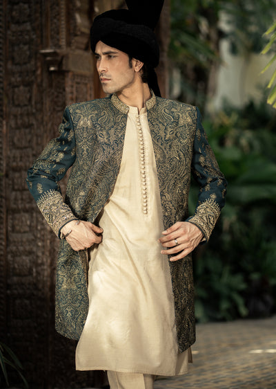GS-5156 Readymade Front Open Sherwani with Inner Suit 2025 - Memsaab Online