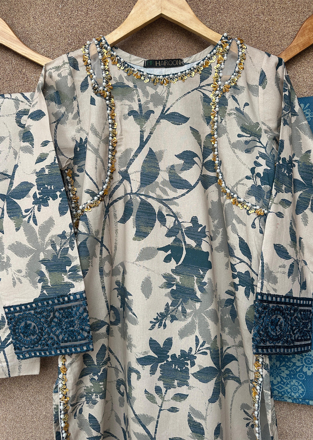 HNR-09 - Cream - Readymade - Haroon Cotton Suit 2025 - Memsaab Online