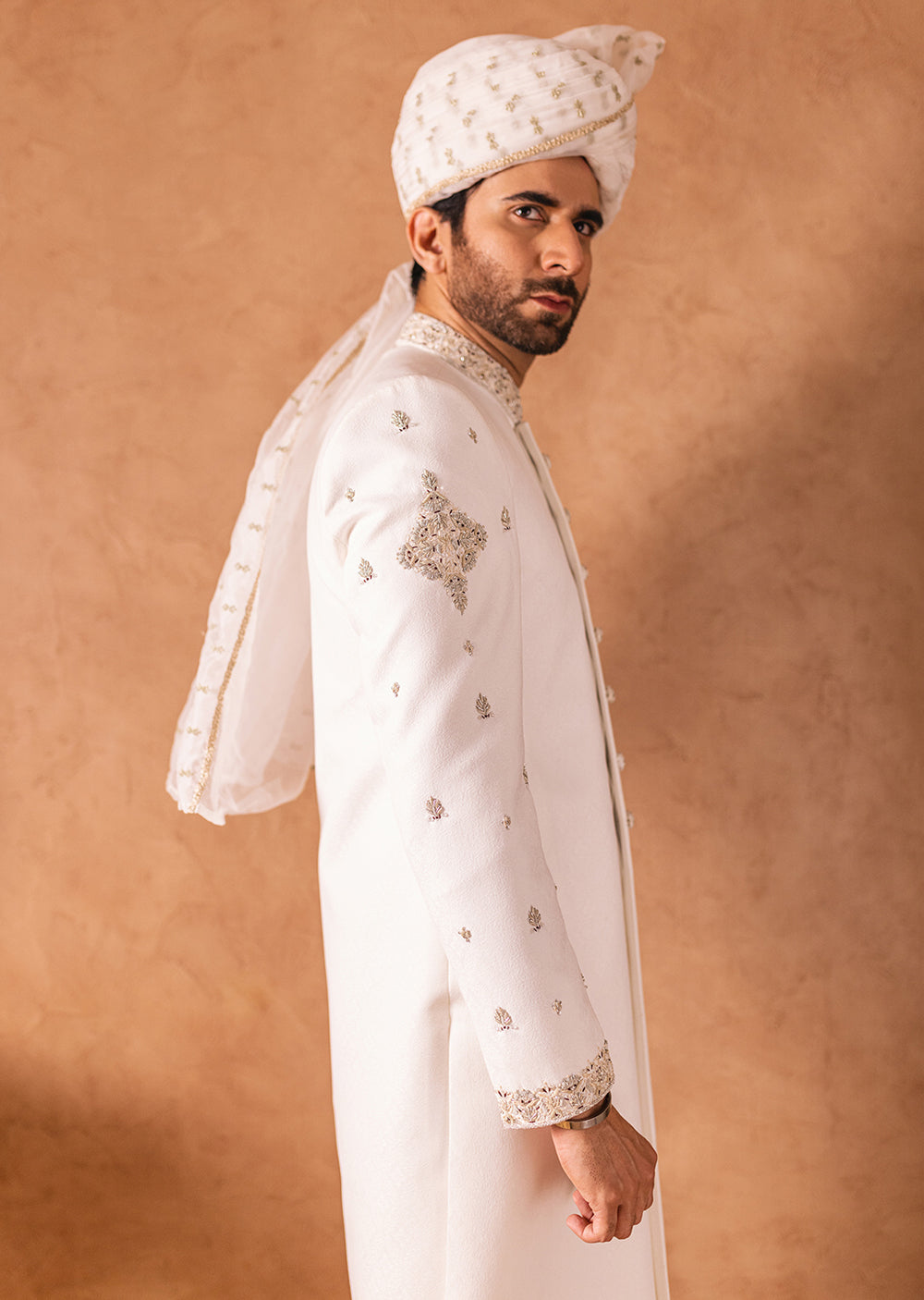 SHR-02 - Offwhite - Readymade Mens Sherwani 2024 - Memsaab Online