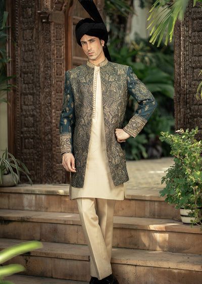 GS-5156 Readymade Front Open Sherwani with Inner Suit 2025 - Memsaab Online