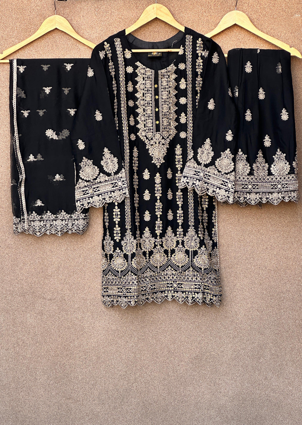 UJK-01 - Black - Readymade - Florine Chiffon Suit 2025 - Memsaab Online