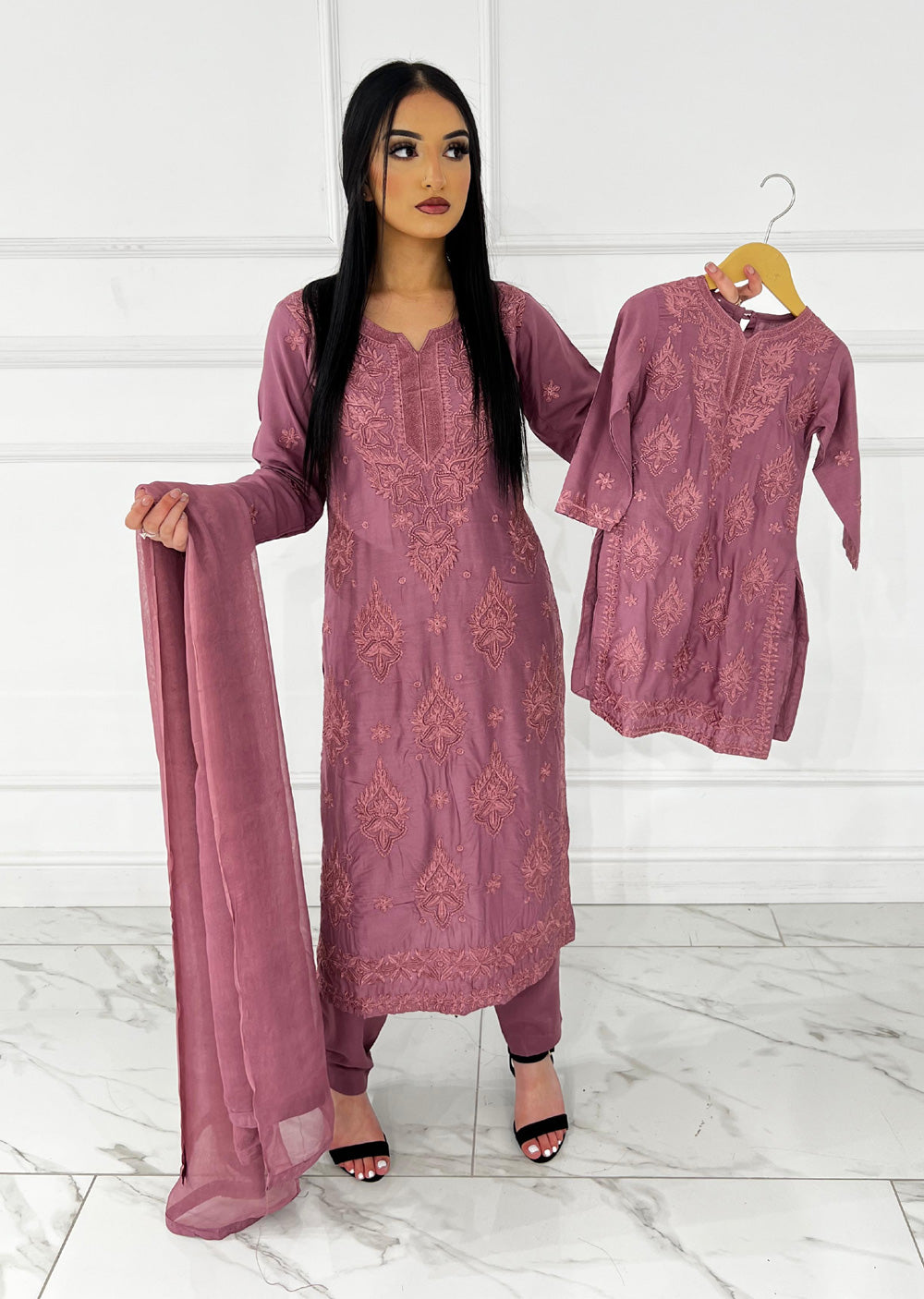 HK295 - Pink - Mummy n Me Linen Outfit - Memsaab Online