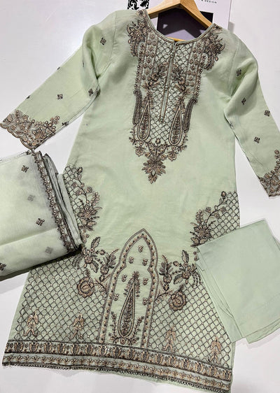 KLD324 Myra - Mint Readymade Cotton net suit - Memsaab Online