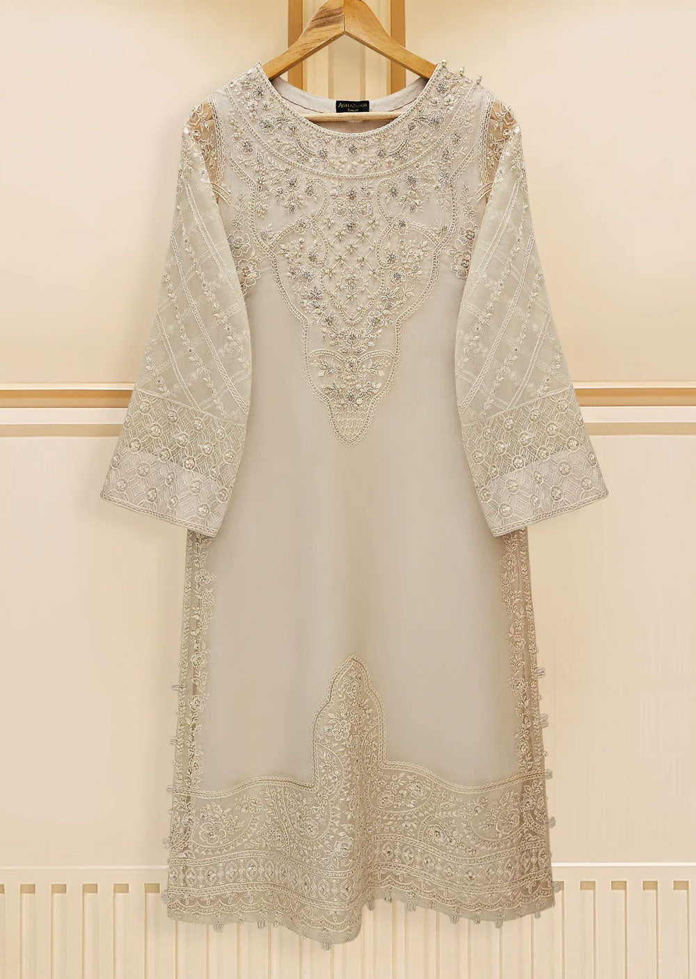 S109230 - Readymade -Pure Organza Embroidered Suit by Agha Noor 2024 - Memsaab Online