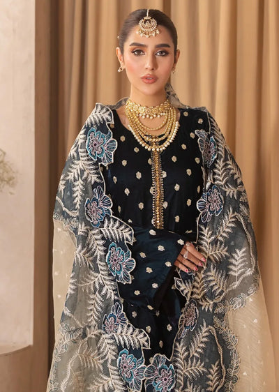 HSS-190- Readymade - Royal Velvet Crown Divine Embroidered suit by Heeras - Memsaab Online