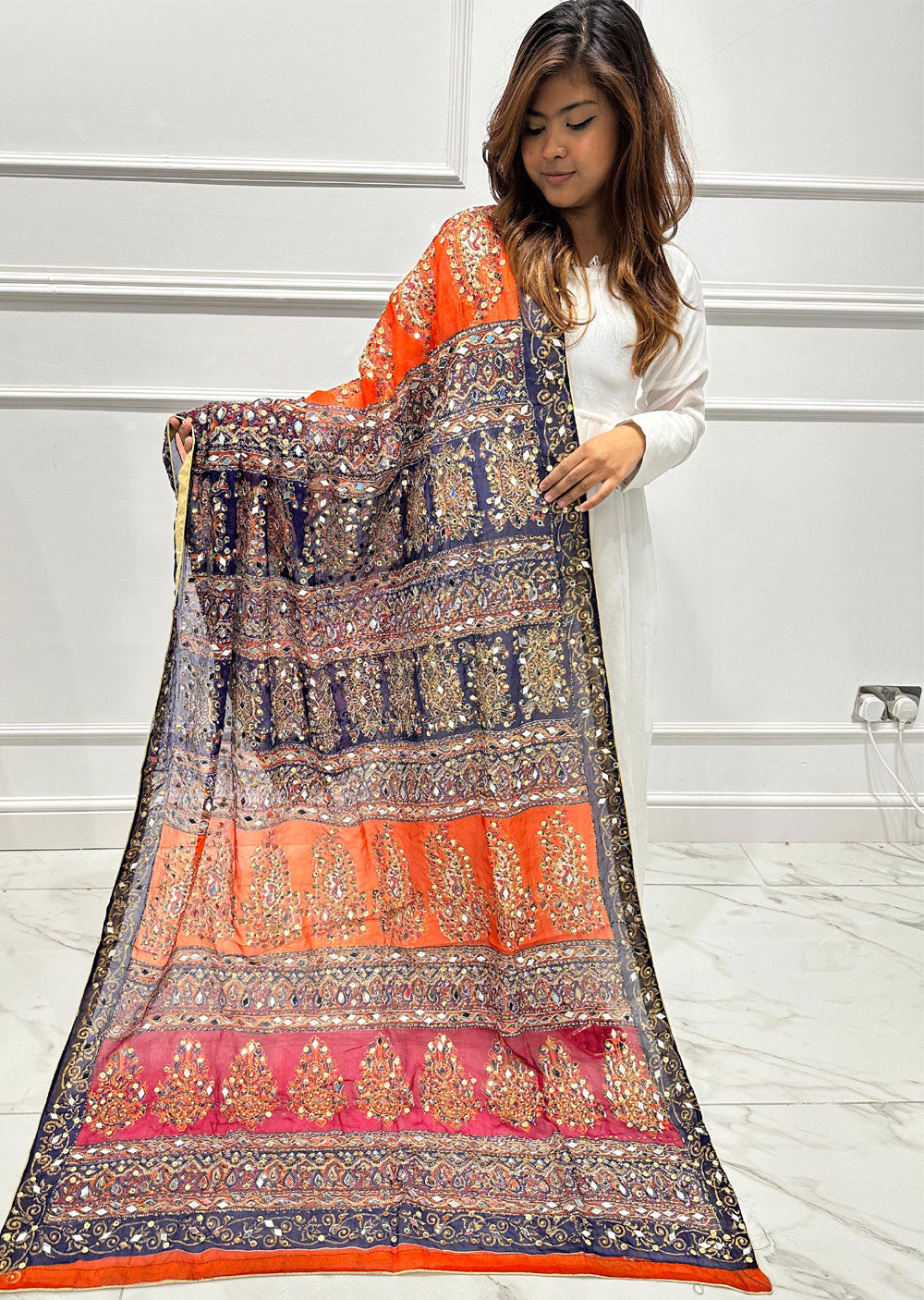 SRB3110 Silk Wedding Duppatta by Sehrish B - Memsaab Online