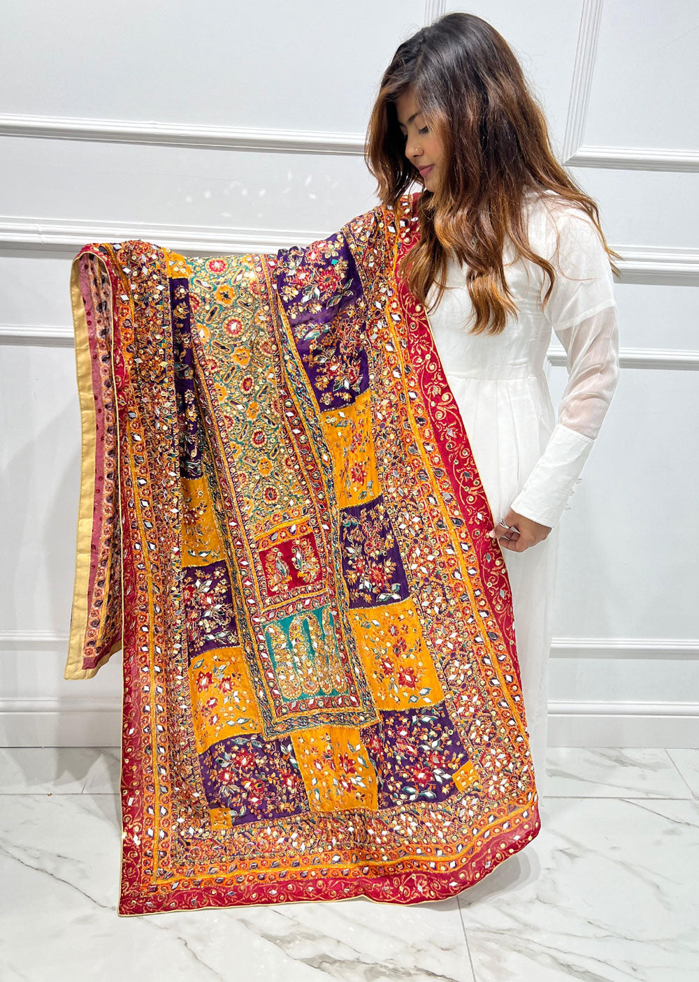 SRB3113 Silk Wedding Duppatta by Sehrish B - Memsaab Online