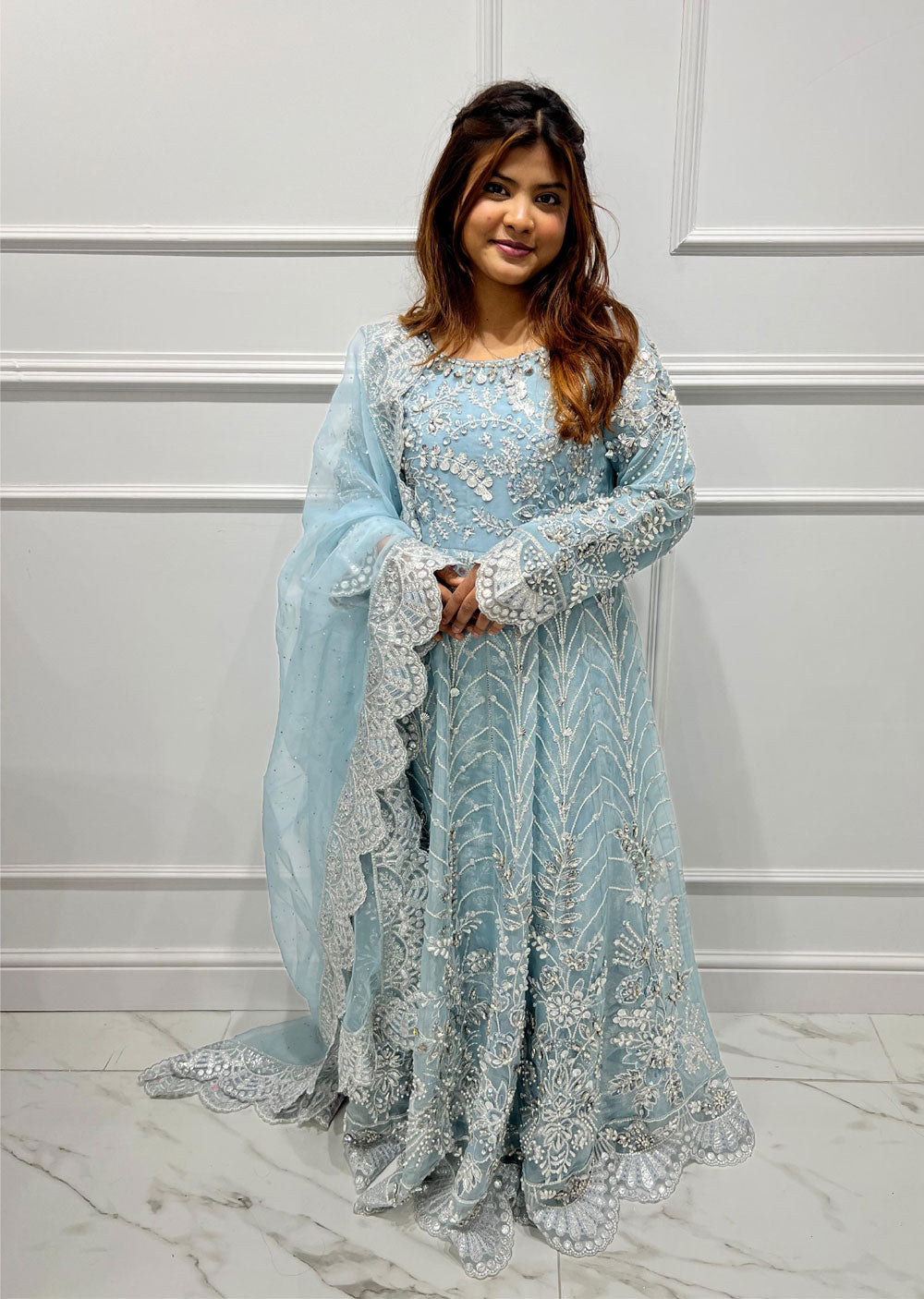 SJN3161 Bluebell - Readymade Chiffon Suit - Memsaab Online