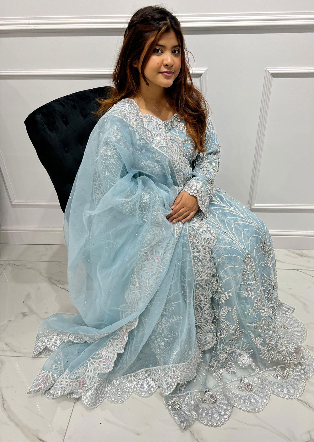 SJN3161 Bluebell - Readymade Chiffon Suit - Memsaab Online