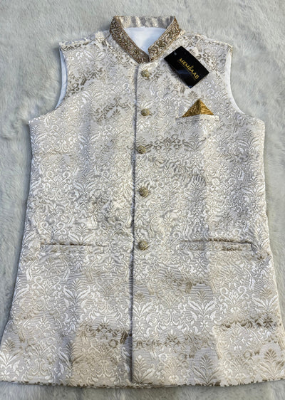 AK209 - Beige - Fancy Waistcoat - Father & Son - Memsaab Online
