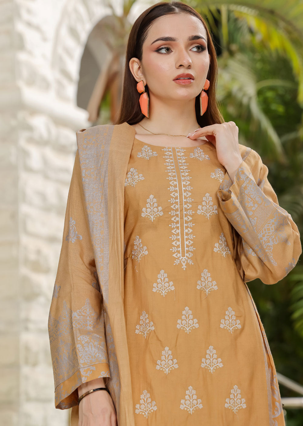 AMT4806 - Brown Readymade Lawn Suit - Memsaab Online