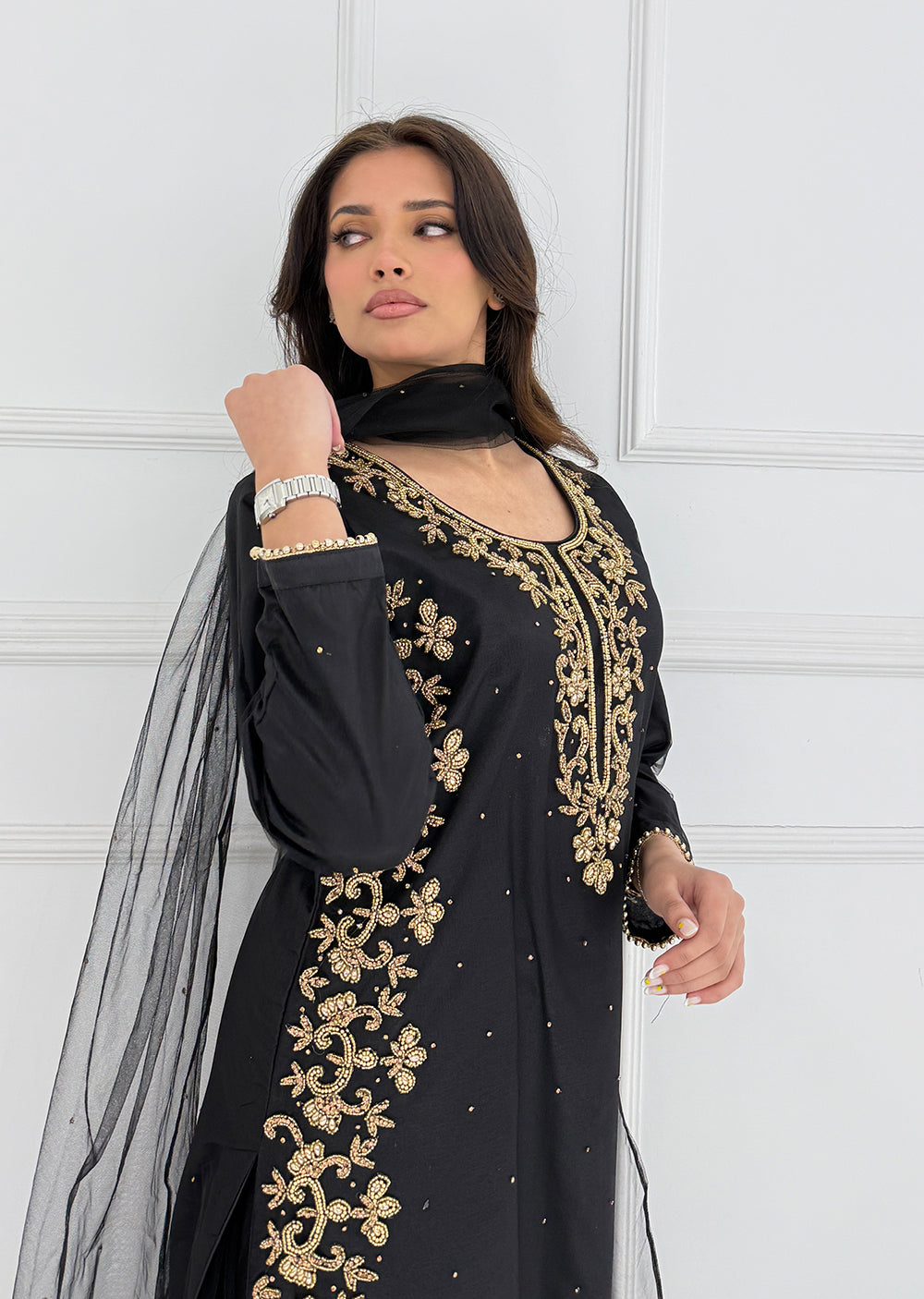 RH2101 Reeta - Black Fancy Net Outfit - Memsaab Online