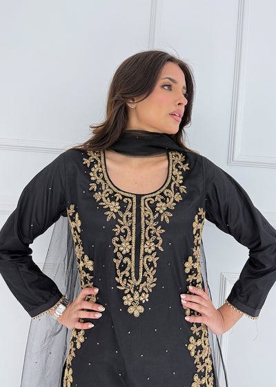 RH2101 Reeta - Black Fancy Net Outfit - Memsaab Online