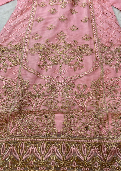 ASK631 Readymade Organza Pink Suit - Memsaab Online