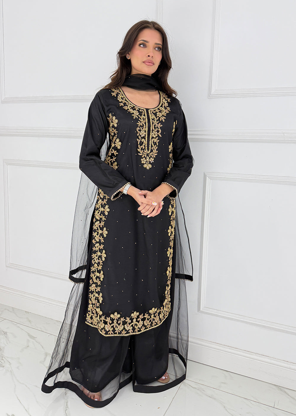 RH2101 Reeta - Black Fancy Net Outfit - Memsaab Online