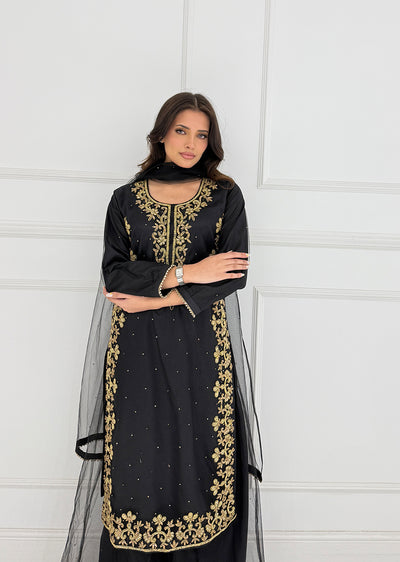 RH2101 Reeta - Black Fancy Net Outfit - Memsaab Online