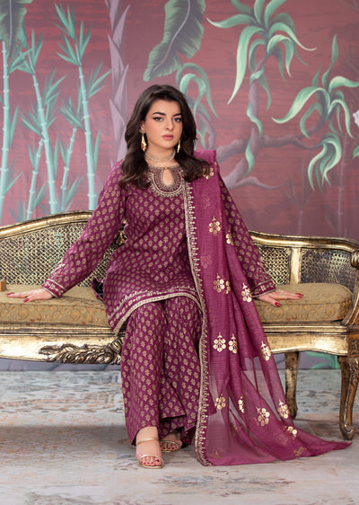 HSS-193 - Readymade - Motif Royalty Embroidered suit by Heeras - Memsaab Online