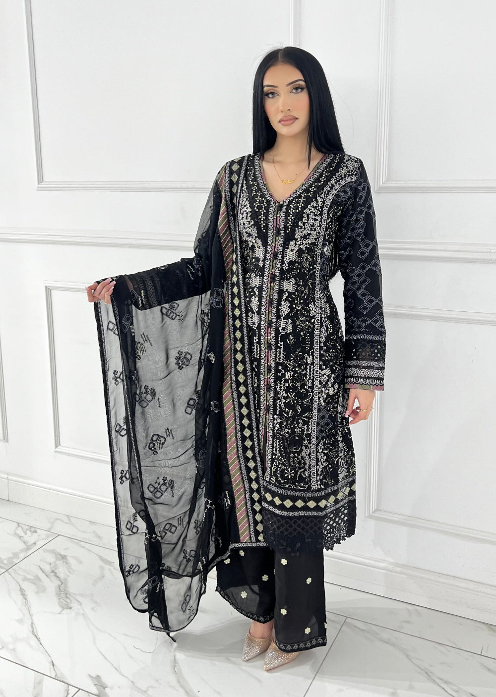 PS1788 Readymade Mint Chiffon Suit - Memsaab Online