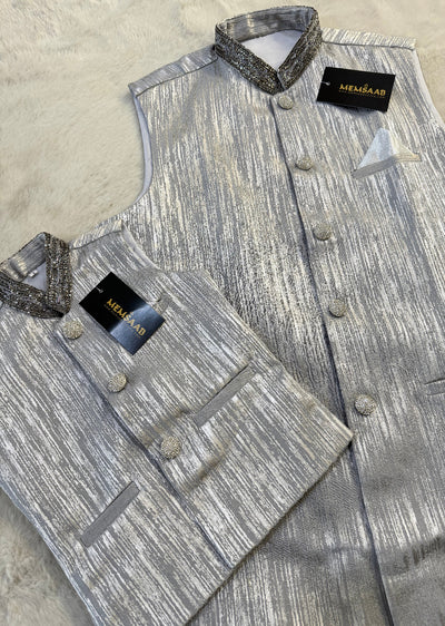 AK210 - Grey - Fancy Waistcoat - Father & Son - Memsaab Online