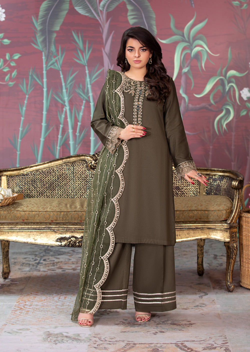 HSS-192 - Readymade - Motif Royalty Embroidered suit by Heeras - Memsaab Online