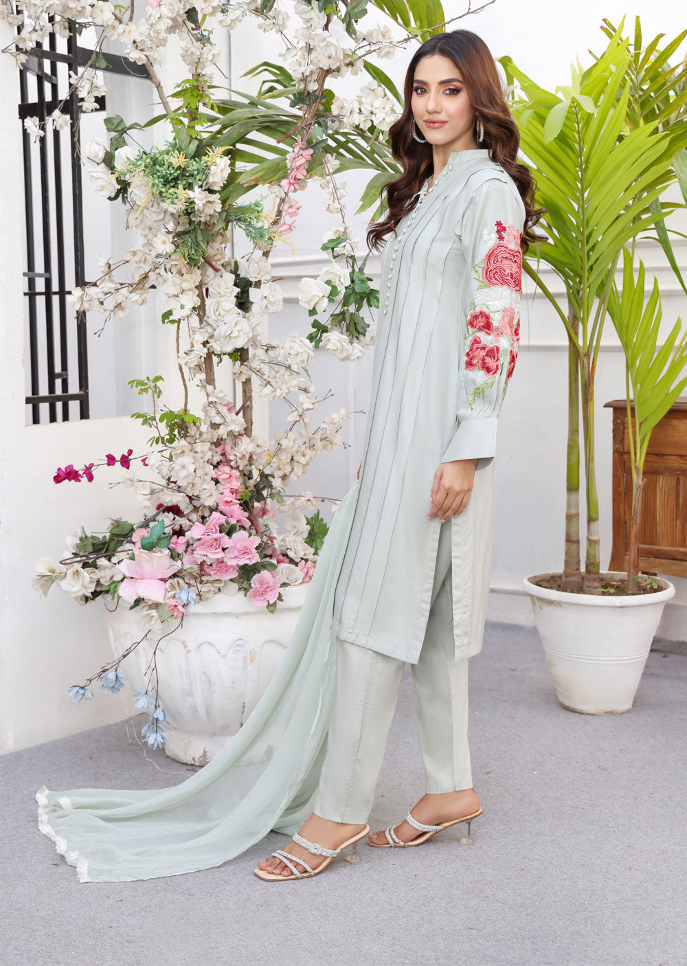 HK232 Paladin -Mint Linen Mummy n Me Readymade Suit - Memsaab Online