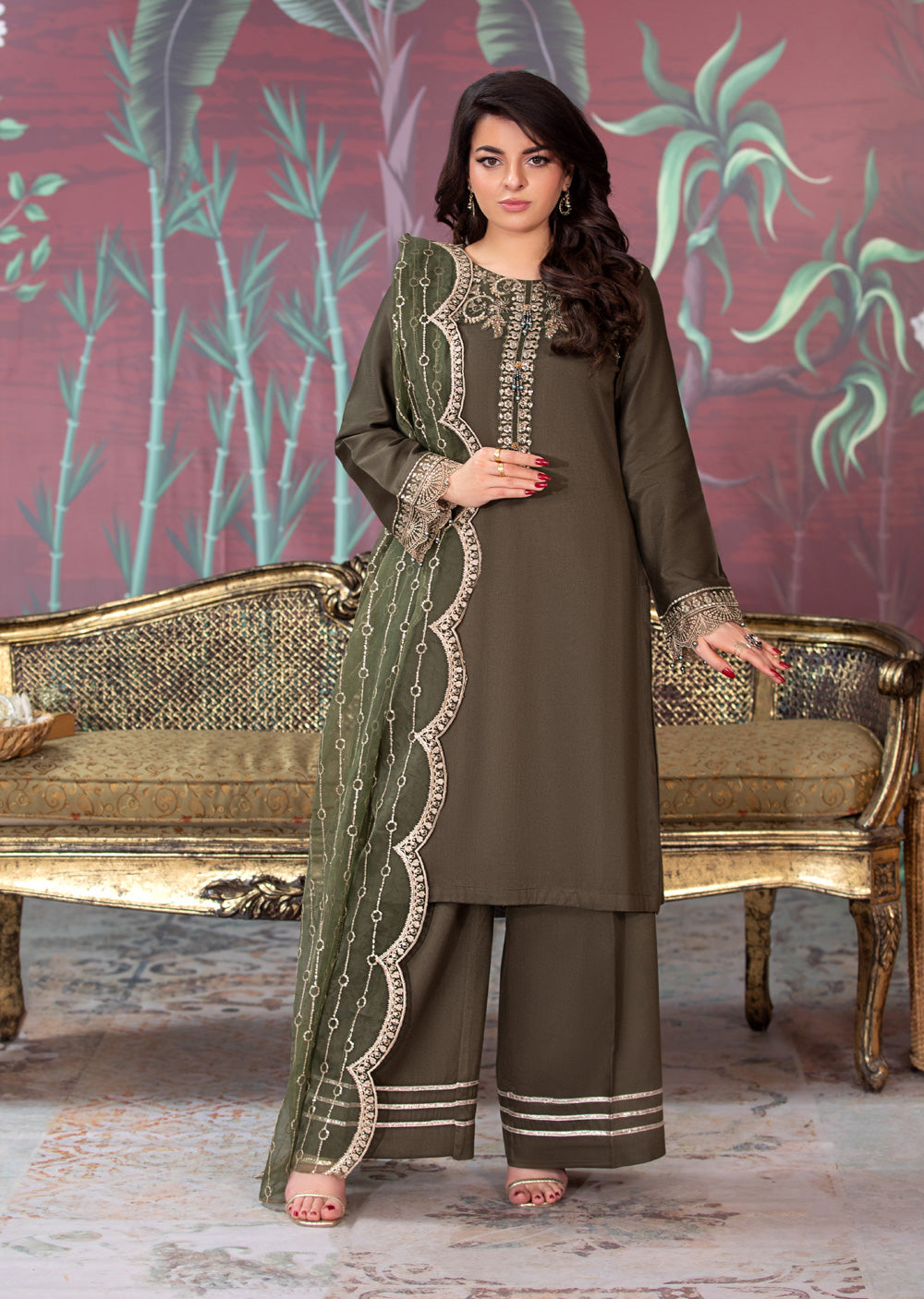 HSS-192 - Readymade - Motif Royalty Embroidered suit by Heeras - Memsaab Online