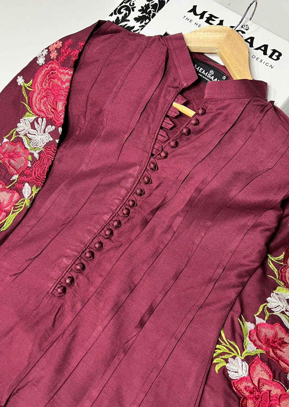 HK232 Paladin - Maroon Linen Readymade Suit - Memsaab Online