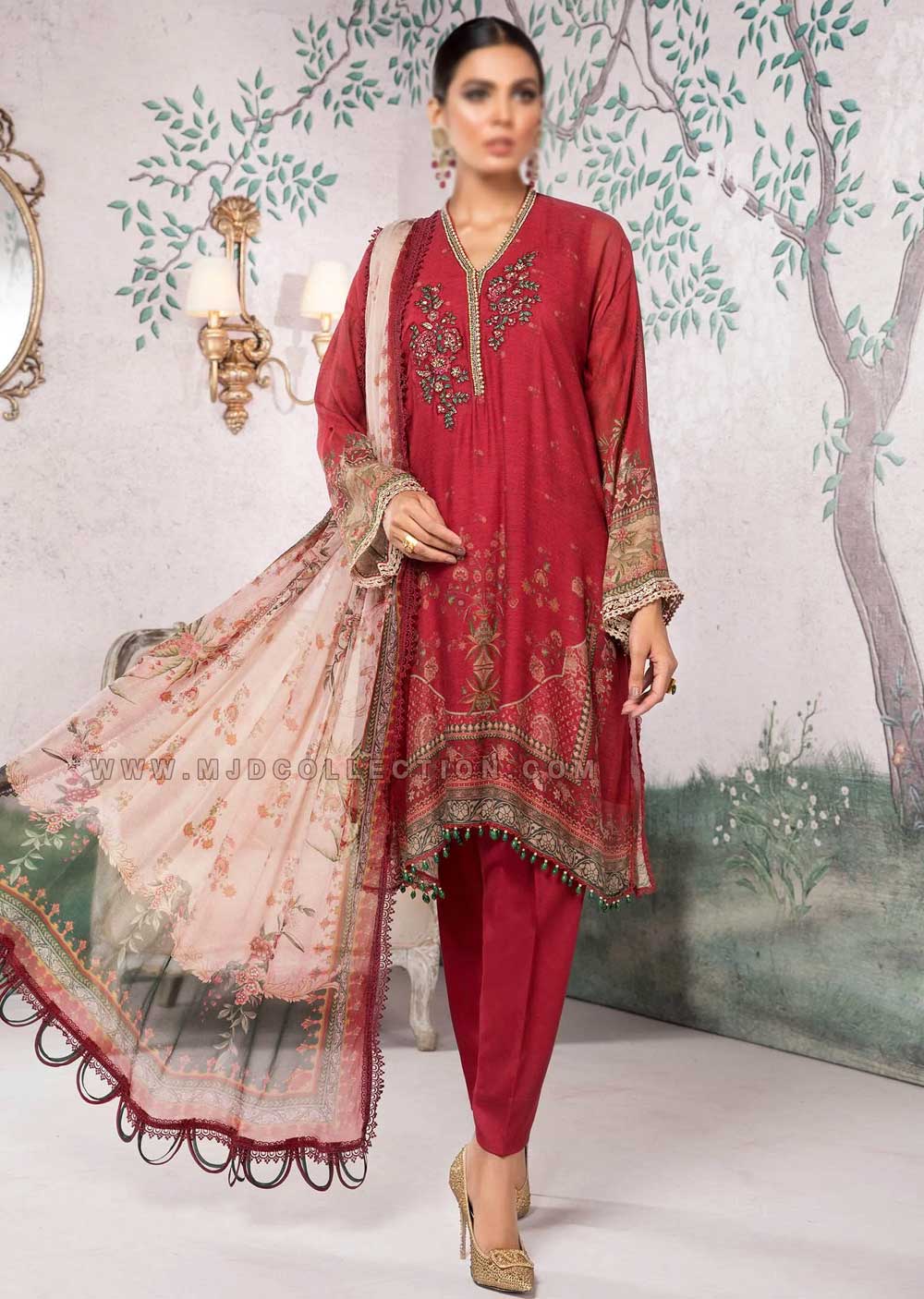 MDL-03 Unstitched Maria B Inspired Dhanak - Memsaab Online