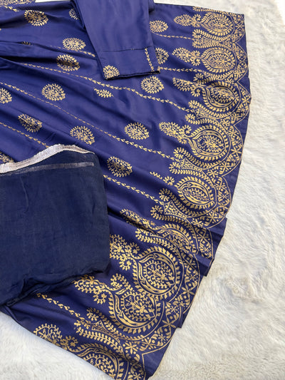 HK135 - Navy - Readymade Linen Dress Outfit - Memsaab Online