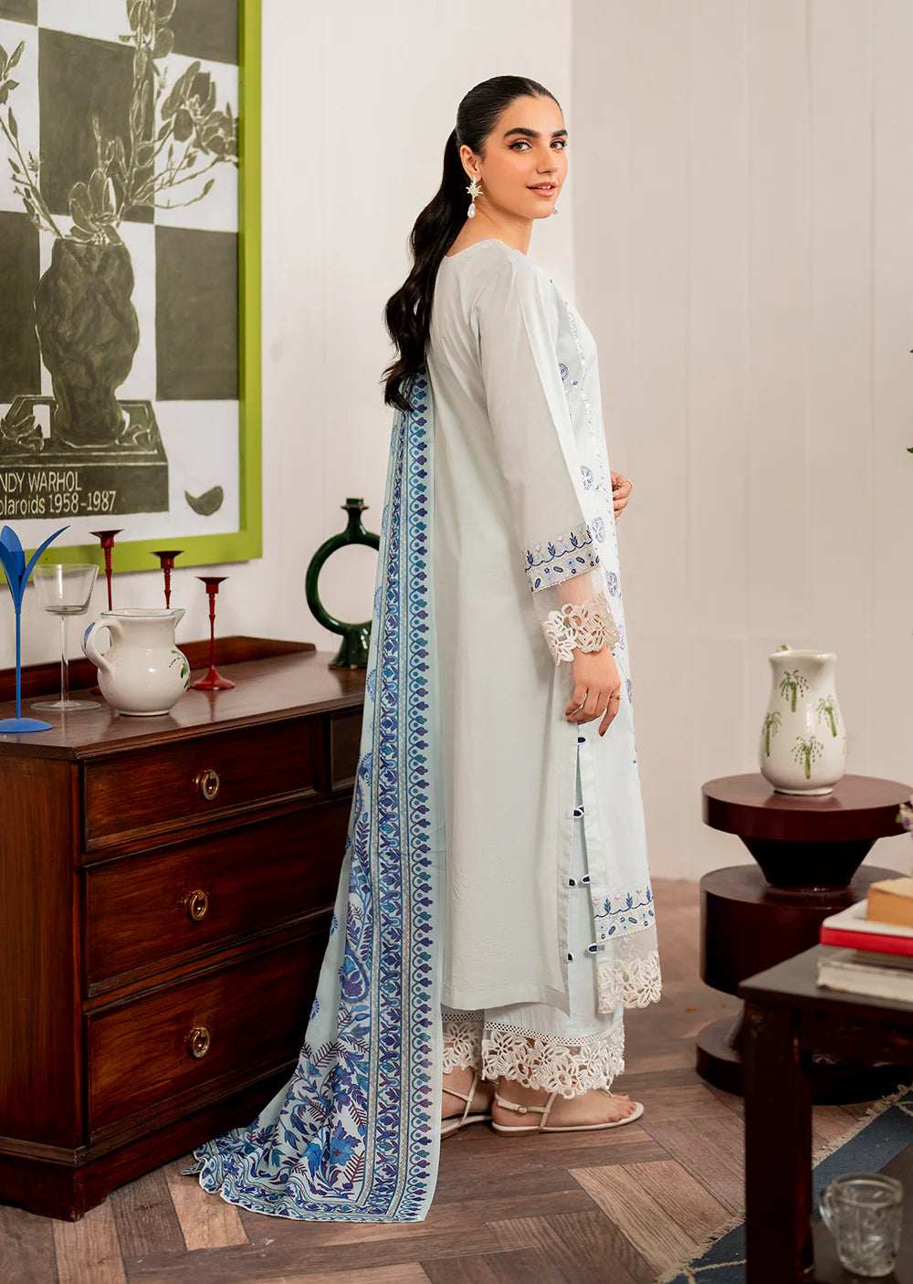 CELINE- Readymade 3 Piece Cotton Suit - Memsaab Online