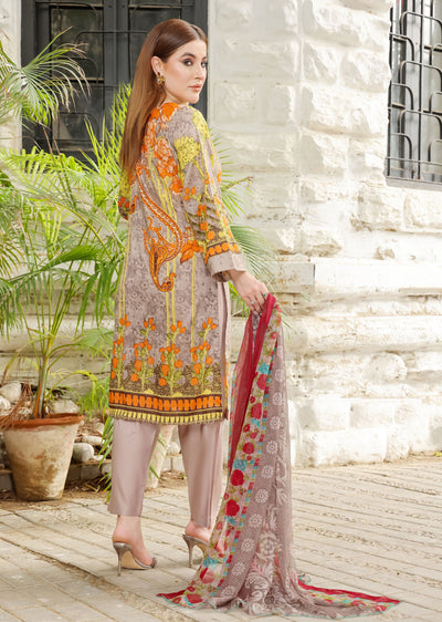 AMT4807 - Brown Readymade Lawn Suit - Memsaab Online