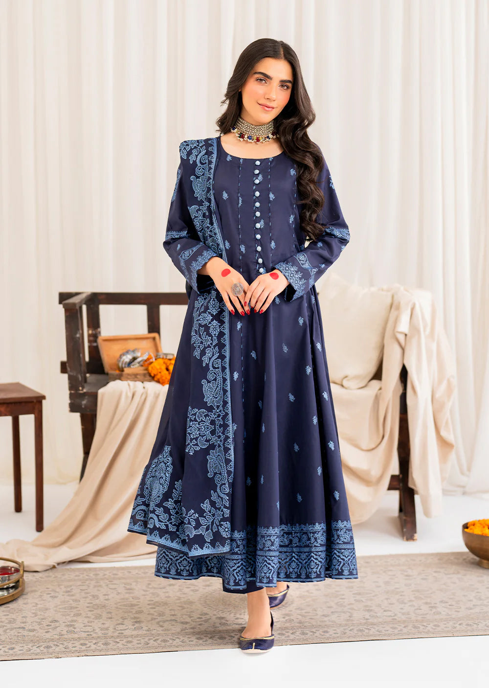 ANIKA- Readymade 3 Piece Cotton Suit - Memsaab Online